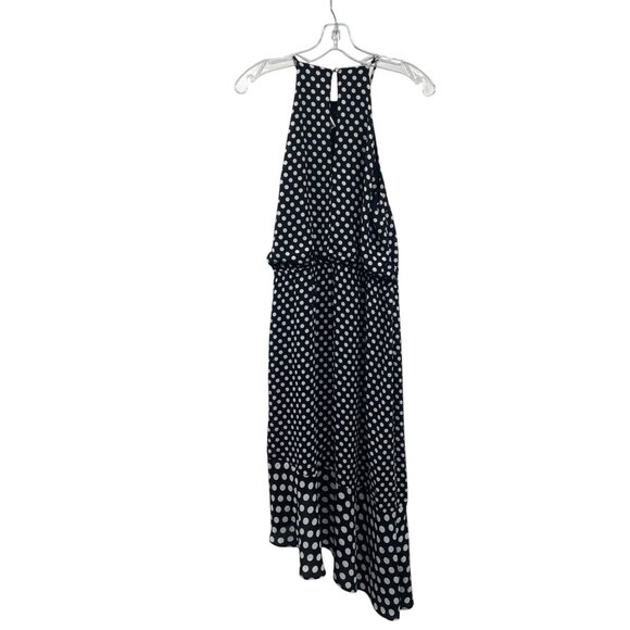 Express Polka Dot Halter Dress Asymmetric Ruffle Hem Black/White Size Large New - Picture 7 of 9